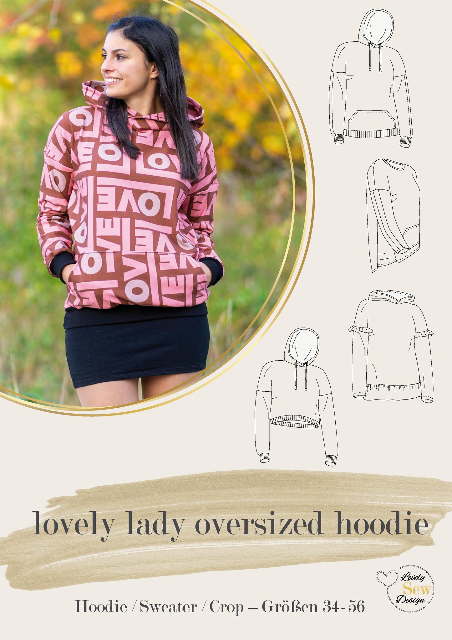 Papierschnittmuster lovely lady oversized hoodie