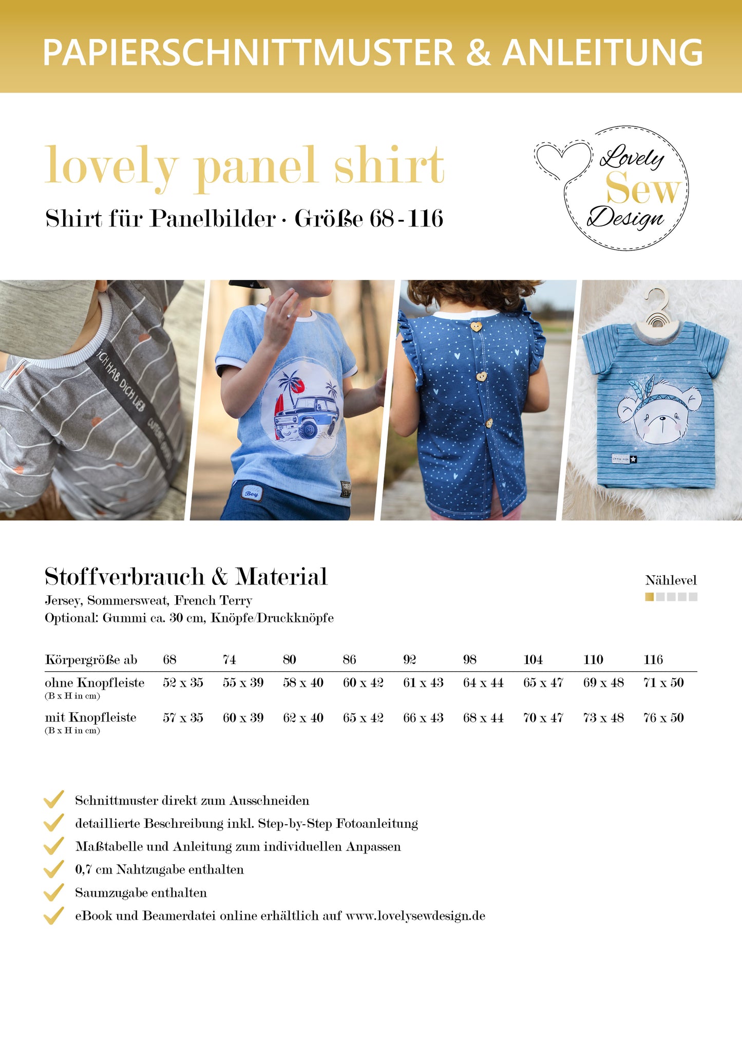 Papierschnittmuster lovely panel shirt